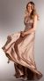 Ruched Bust Beaded Empire Cut Long Formal Prom Dress in Mocha